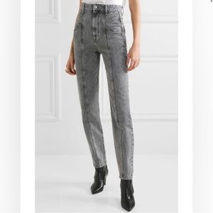 Isabel Marant Étoile grey Henoya acid-wash high-rise slim leg jeans